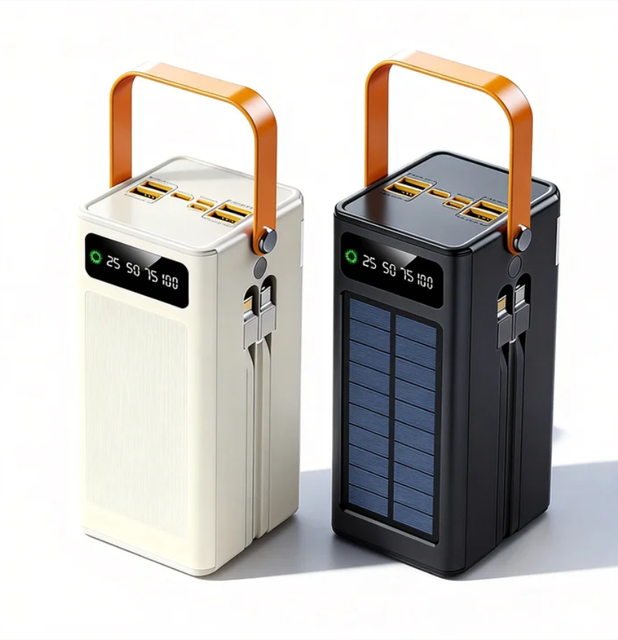 HengQiao HT-DX185 High Capacity 50000mAh Li-Polymer PD Fast Solar LED Display Type-C/USB Four USB 10W Portable Outdoor Emergency