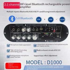 Placa Amplificadora Digital para Subwoofer D1000 de 2.1 Canales, 50W+50W+100W, <span class=keywords><strong>12v</strong></span>, <span class=keywords><strong>Amplificador</strong></span> de Potencia para el Hogar, con Control de Tono Alto/Bajo, Recargable - Product Image 2