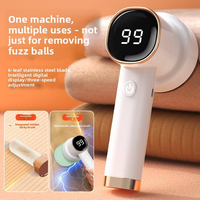 Nouveau Rasoir Anti-Bouloches Électrique 3-en-1 à 6 Lames Rechargeable USB avec Écran LED et Brosse à Peluches pour Chandails