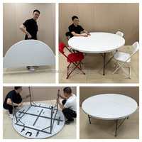 Table ronde pliable en plastique blanc de 6 pieds pour mariage et événements