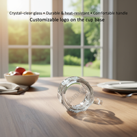 Verre à shot transparent de haute qualité avec poignée pour boire du spiritueux blanc, vente en gros d'usine