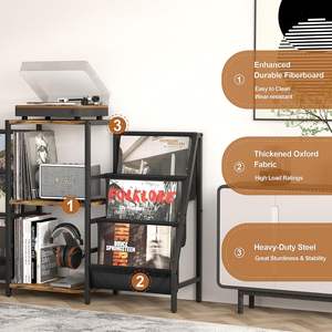 Table <span class=keywords><strong>de</strong></span> tourne-disque avec stockage <span class=keywords><strong>de</strong></span> <span class=keywords><strong>disques</strong></span> <span class=keywords><strong>vinyles</strong></span> jusqu'à 280 Album Cabinet d'enregistrement <span class=keywords><strong>pour</strong></span> audio stéréo multimédia - Product Image 2