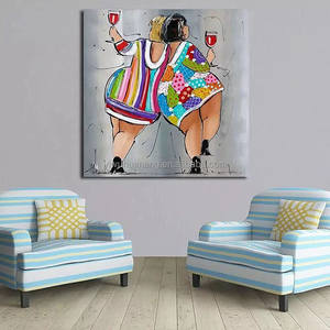 100% peint à la main moderne classique verre à vin <span class=keywords><strong>femme</strong></span> abstraite à la main peinture à l'huile sur toile grosses femmes maison marchandises <span class=keywords><strong>mur</strong></span> Art décor - Product Image 2
