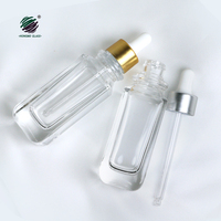 Flacon compte-gouttes cosmétique en verre transparent de luxe de 50ml emballage de visage carré unique pour l'utilisation de crème d'huile essentielle de sérum avec col à vis