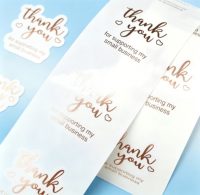 Autocollants personnalisés en vinyle imperméable holographique, mignons, de remerciement, transparents, découpés à la forme de fleurs, pour artisanat fait main