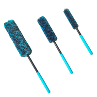 Lot de 3 brosses de detailing pour jantes de voiture, en microfibre, à forme flexible, avec long manche, pour le nettoyage des interstices profonds des jantes en alliage