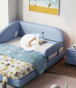 Modern Kids <b>Bed</b> <b>with</b> Cartoon Whale Design & Guardrails Princess Style Single <b>Bed</b> for Boys <b>Girls</b> <b>with</b> <b>Storage</b> - Product Image 5