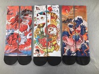 Nouvelles chaussettes longues personnalisées imprimées graffiti ODM pour l'été, unisexes, pour couples, mode, confortables, respirantes, anti-odeurs, en polyester et coton