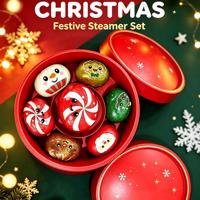 Coffret de Noël de boules de pâte géantes à presser, rondes et moelleuses, avec cuiseur vapeur, pour soulager le stress, coffret cadeau de Noël