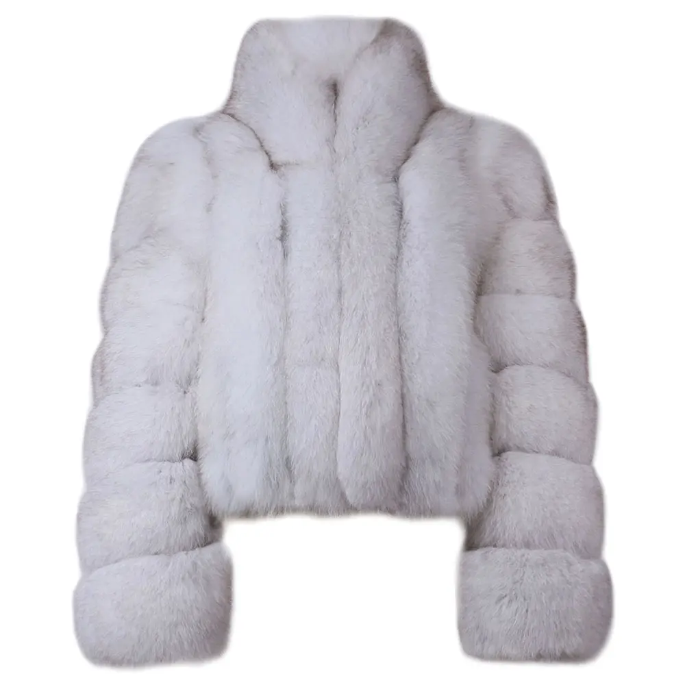 Winter Fashion Ladies Stand Collar Fur Jacket Real Fox Fur Coat For Women Outerwear