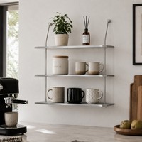 Étagère murale de luxe en métal, aluminium brossé, 3 niveaux, design à barre incurvée, pour chambre, cuisine, organisateur de maison