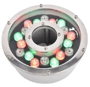 Luz de fonte LED para piscina com bico de aço inoxidável IP68 à prova d'água, iluminação subaquática, anel de mudança de cor
