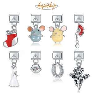 Bracelet à breloques italien Hapiship Fashion Original Daisy Mouse Horseshoe Christmas Sock, vente en gros de bijoux DJ169 - Product Image 1