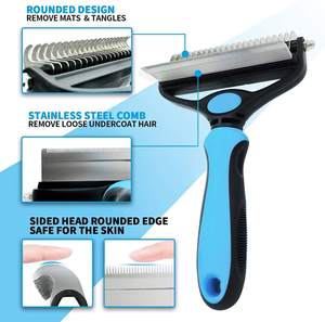 Sikat Anjing dan Sikat Kucing 2 Sisi Alat Perawatan Hewan Peliharaan untuk Deshedding Sikat Perawatan Hewan Peliharaan Terbaik untuk Berambut Sedang dan Panjang - Product Image 2