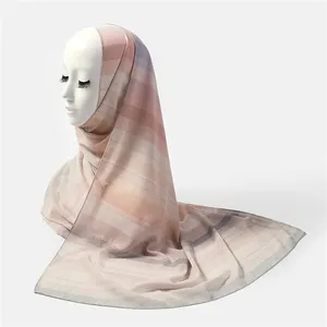 2022 satin square scarf 110 110*110cm stylish syrian three layer viscose jersey hijab hat for women new design