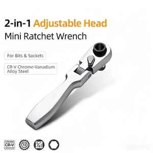 DIY Mini <b>Ratchet</b> Wrench 1/4 in Adjustable Head Chrome Vanadium Steel Smooth Jaw Dual Use for Screwdriver and <b>Socket</b> - Product Image 2
