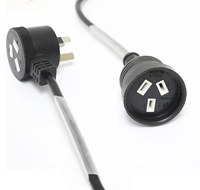 Cable de Extensión Transparente de Alta Resistencia con Aprobación SAA, Cable de Alimentación de CA Giratorio con Enchufe de 3 Pines y Conector Tipo Piggyback para Australia