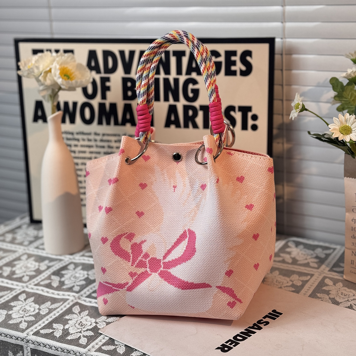 Sac à boucle anneau cygne coeur rose Hkb9289