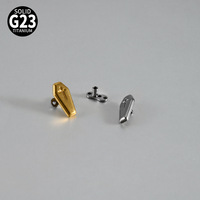 Piercing dermique en titane F136 G23, forme cercueil, surface hexagonale, vente en gros