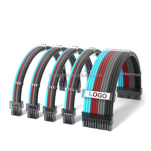 ชุดต่อซีพียูแกนทองแดง18AWG ATX 24-PIN MB PCIe 6 + <span class=keywords><strong>2</strong></span> PIN PSU สายไนล่อนแบบถัก PSU อ่อนสำหรับเดสก์ท็อปมีสินค้าในสต็อก! - Product Image 5