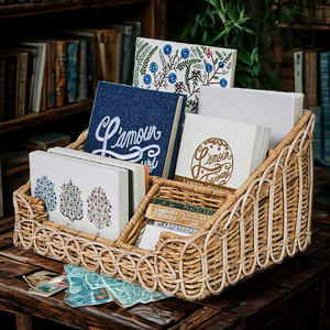 Rattan Hand-woven <b>Rectangular</b> <b>Storage</b> <b>Basket</b> for Office Desktop Sundries <b>Storage</b> No Installation Required - Product Image 4