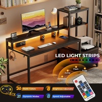 Bureau d'ordinateur de bricolage au design moderne avec rangement pour imprimante et lumière LED