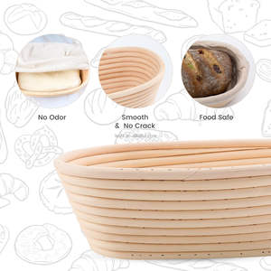 Ensemble essentiel de 5 mini paniers ovales à <span class=keywords><strong>pain</strong></span> en rotin avec doublures Outil de <span class=keywords><strong>boulanger</strong></span> pour la cuisson <span class=keywords><strong>au</strong></span> <span class=keywords><strong>levain</strong></span> - Product Image 5