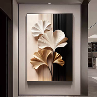 Décoration Murale Haut de Gamme Feuille de Ginkgo Dorée, Art Mural Lisse et Brillant, Impression HD sur Porcelaine Cristalline, Peinture Décorative pour la Maison (Vente en Gros)