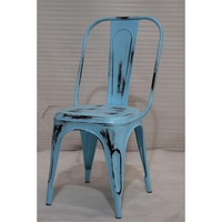 Chaise de salle à manger réglable en métal bleu aqua style industriel vintage avec finition vieillie pour la maison, le bureau, les hôtels, les restaurants, les cafés, les bars