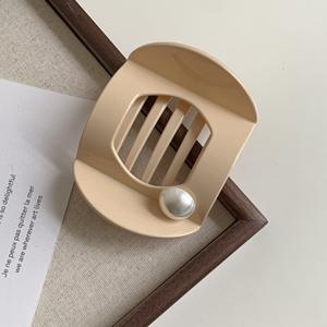 Pinza de Pelo Retro Negra con Perla, Pinzas de Pelo de Plástico Brillante Tipo Pico de Pato para Mujer, Accesorio de Peinado de Color Sólido - Product Image 6