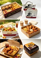 Boîte à emporter pour aliments, en carton blanc laminé avec film, impression personnalisée du logo, écologique, imperméable, pour la restauration rapide, les collations