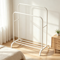 Porte-vêtements moderne à double rail, directement de l'usine, avec rangement inférieur pour chambre et entrée