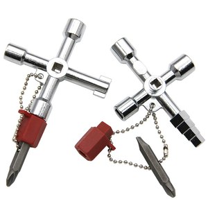 Set di Attrezzi 4 in 1 con Chiave a Brugola Argentata, Cacciavite a Triangolo e Quadrangolo per Quadri Elettrici e Valvole di Ascensori - Product Image 1