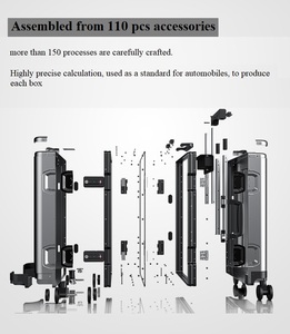 Ensemble <span class=keywords><strong>de</strong></span> <span class=keywords><strong>Valises</strong></span> <span class=keywords><strong>de</strong></span> Luxe en Alliage d'Aluminium et Magnésium, <span class=keywords><strong>Cabine</strong></span> 20 Pouces à Roulettes avec Cadre en Aluminium, Serrure TSA, 4 Roues Pivotantes, Unisexe - Product Image 3