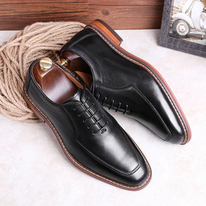 Mocassins à bout carré personnalisés pour hommes - Cuir véritable Chaussures d'automne décontractées à la mode Antidérapantes Respirantes - Product Image 1