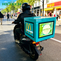 Boîte de livraison LED publicitaire pleine couleur sur trois côtés, moto, à emporter, IP65, étanche à la poussière, personnalisable, boîte de livraison LED