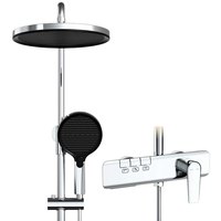 Ensemble de douche HONGDEC Or Rose 3 fonctions avec commande à touches piano, douche pluie surélevée et kit de douchette haute pression