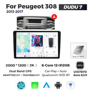 DUDU Android Systèmes multimédia de voiture pour <span class=keywords><strong>Peugeot</strong></span> <span class=keywords><strong>308</strong></span> 2013-2017 avec affichage Navigation Musique CarPlay Android Auto - Product Image 2
