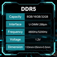 Modules de RAM Faspeed Premium DDR5 4800 MHz 16 Go 288 broches U-DIMM pour mise à niveau de bureau, hauteur 35 mm