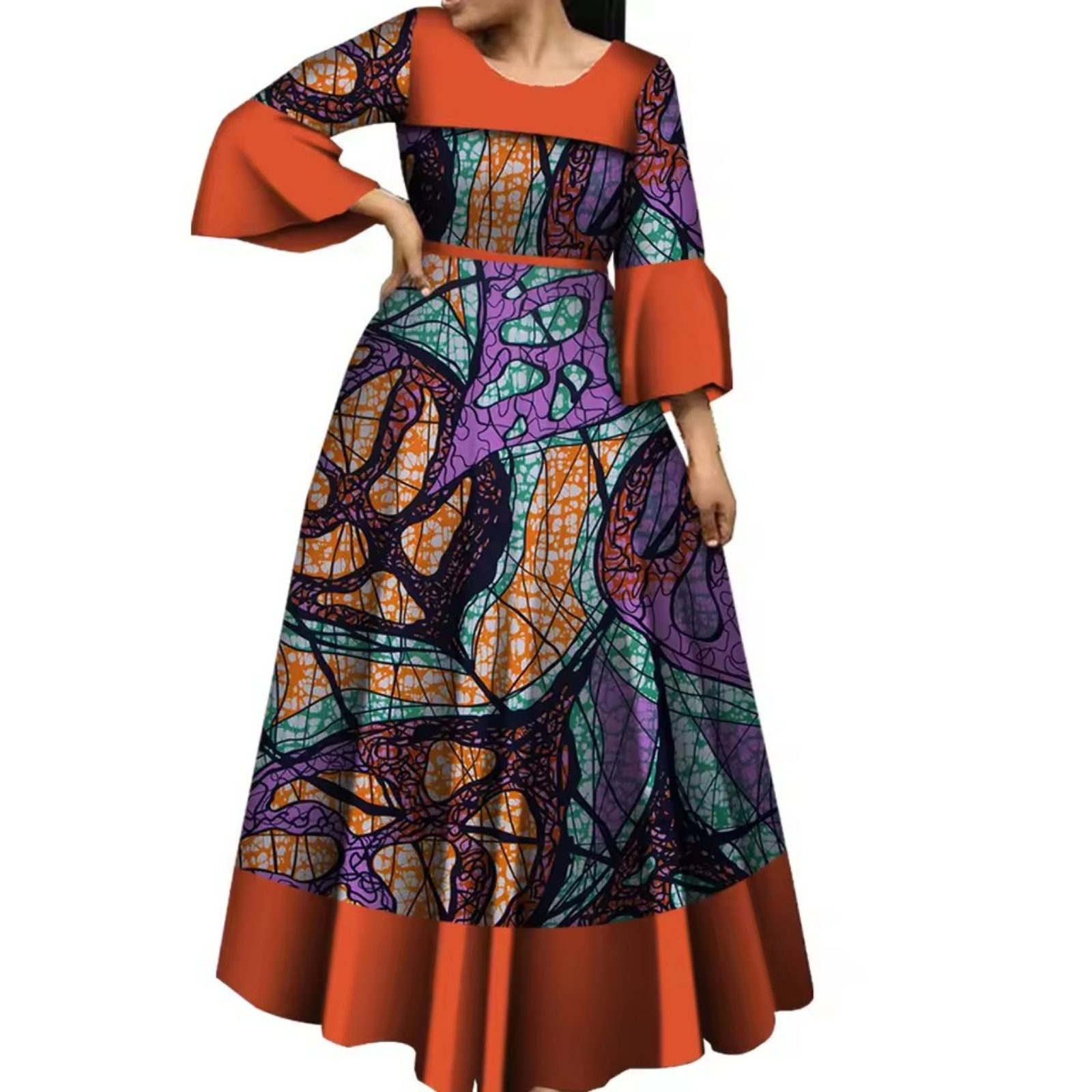 chinese dress ladies Tutu African Print Maxi Dress