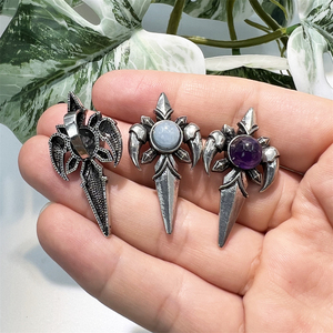 Gioielli con ciondolo croce retrò stile Punk pietre naturali Charoite <span class=keywords><strong>acquamarina</strong></span> moda gotico croce spada Charms per <span class=keywords><strong>collana</strong></span> da uomo - Product Image 6