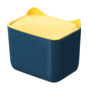 Mini Bote de Basura Rectangular Azul y Amarillo para Escritorio, Contenedor de Almacenamiento para Oficina, Pequeño Bote de Basura, Herramienta de Organización - Product Image 3