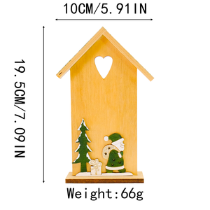Adorno Navideño <span class=keywords><strong>de</strong></span> Madera al por Mayor <span class=keywords><strong>de</strong></span> Fábrica, Casa <span class=keywords><strong>de</strong></span> Madera con Papá Noel y <span class=keywords><strong>Renos</strong></span>, Decoración Artesanal 3D para el Hogar, Regalo - Product Image 5