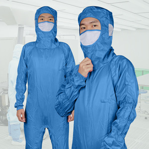 Combinaison antistatique pour salle blanche Suorec ESD0051 à capuche, jetable, en polyester et coton à filament conducteur, légère et respirante - Product Image 1