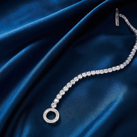 Bracelet Tennis en Argent Sterling 925 avec Zircon Cubique, Fermoir T-Bar, Cadeau pour Femme, Mariage, Fête, Tendance, Plaqué Rhodium, Bijoux en Gros
