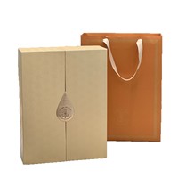 Boîte cadeau pour vin rouge à double porte personnalisée, avec logo en relief et emballage en carton haut de gamme