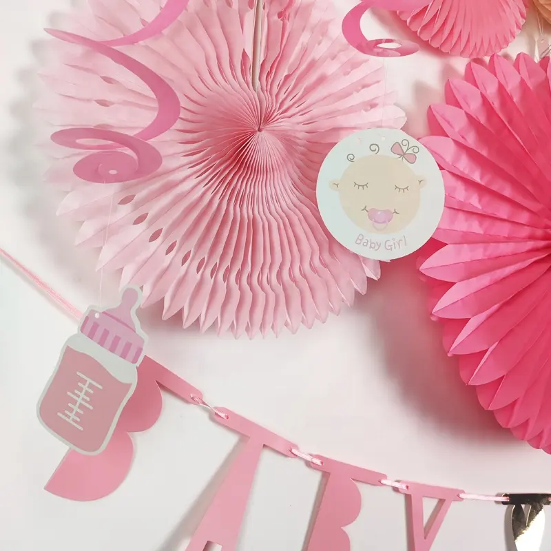 Easttern Groothandel Baby Shower Meisje Verjaardag Feest Decoratie Kit Tissue Papier Fan Honingraat Bal