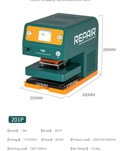 Pressa a Caldo Universale TBK 201P con Pompa d'Aria Integrata per <span class=keywords><strong>Riparazione</strong></span> di Telefoni Cellulari con <span class=keywords><strong>Schermo</strong></span> Pieghevole - Product Image 6