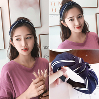 Serre-tête large à rayures et pois, style coréen, noué, pour femme, en tissu, fournisseur d'accessoires capillaires en gros