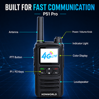 Radio bidirectionnelle PTT longue portée P51 Pro 4G LTE mondiale avec carte SIM, 100 heures en veille, Type C, radio commerciale